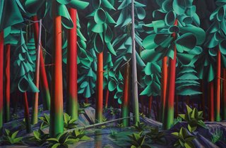 Luke Watson, Understory (Redwood), Oil on canvas, 34 by 52 inches, 2020