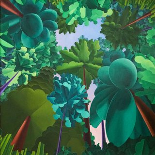 Luke Watson, Understory (Looking Up), Oil on canvas, 114 by 114 inches, 2022.