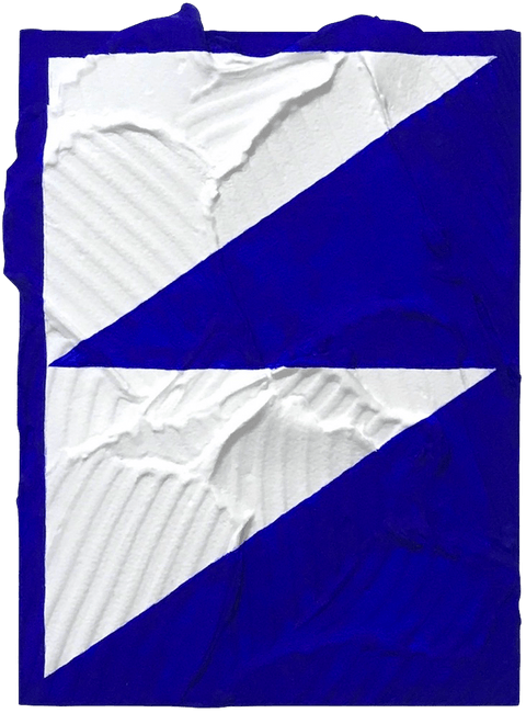 Michelle Jane Lee, Blue (White Flag), Flashe, acrylic medium on wood panel, 12 by 9 inches, 2018.
