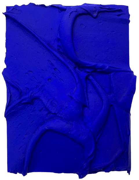 Michelle Jane Lee, Deep Blues, Flashe, acrylic medium on wood panel, 12 by 9 inches, 2020.