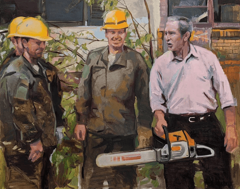 Steve Hampton, Chainsaw, 2018 oil on canvas, 24 by 30 inches