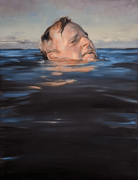 Steve Hampton, Bather, 2018 oil on canvas, 24 by 18 inches